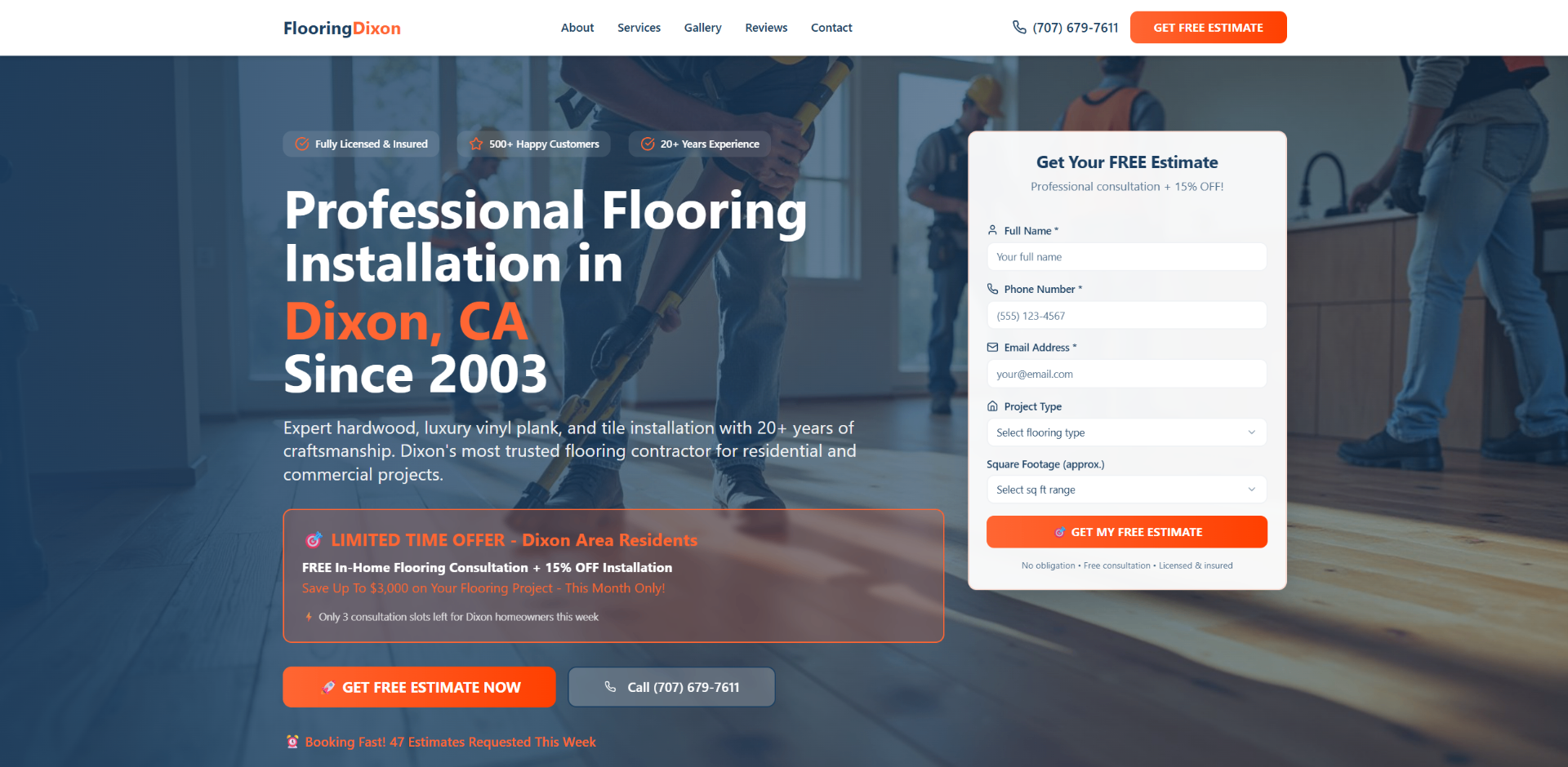 Flooring Dixon professional website design for Flooring Installation in Dixon, CA - Lead generation web design case study