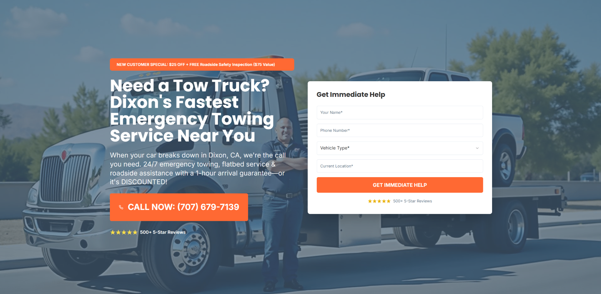 Towing Dixon professional website design for Emergency Towing Services in Dixon, CA - Lead generation web design case study