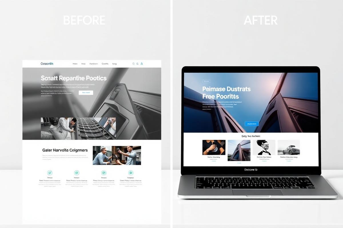 Website redesign transformation before and after comparison - outdated cursed website versus modern enchanted professional web design showing improved lead generation magic